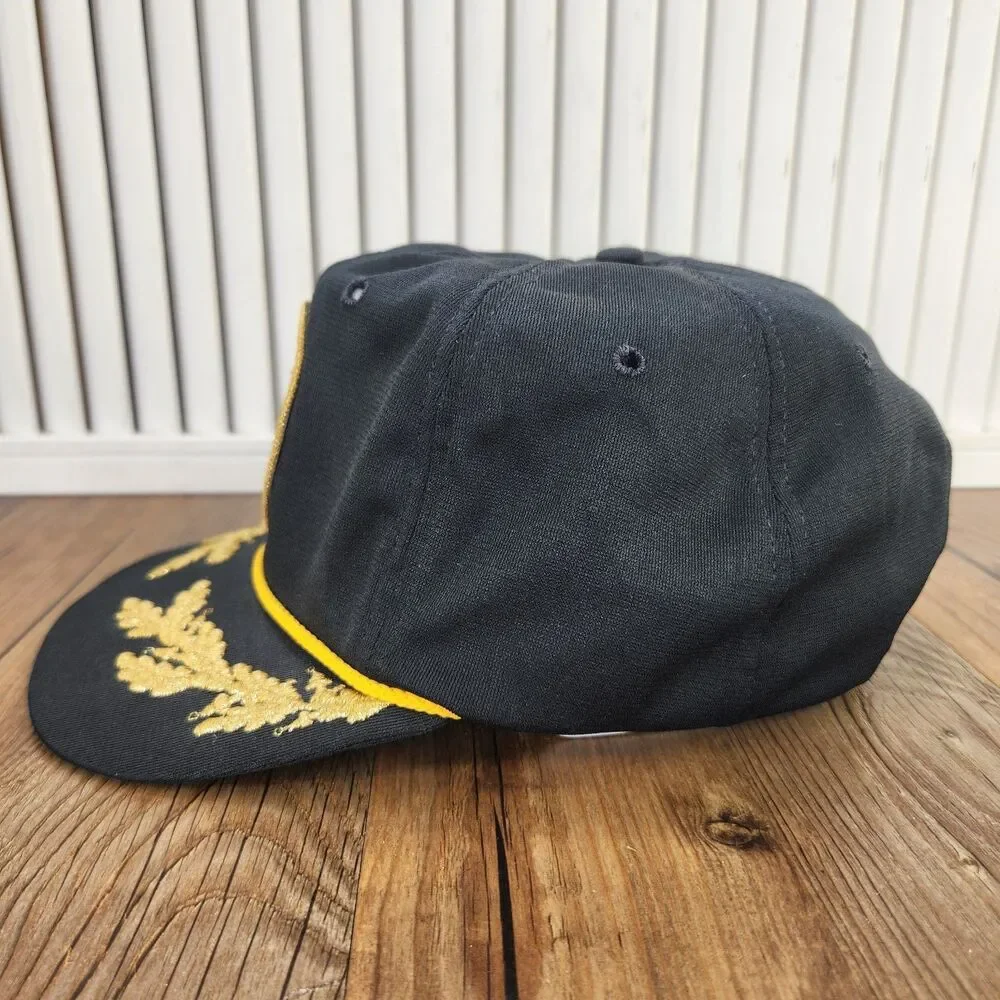 VTG GMC Truck Center Dallas Snapback Rope Hat Black Gold Embroidered Leaf USA